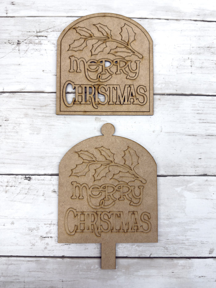 Merry Christmas Holly Insert for Spindle Base