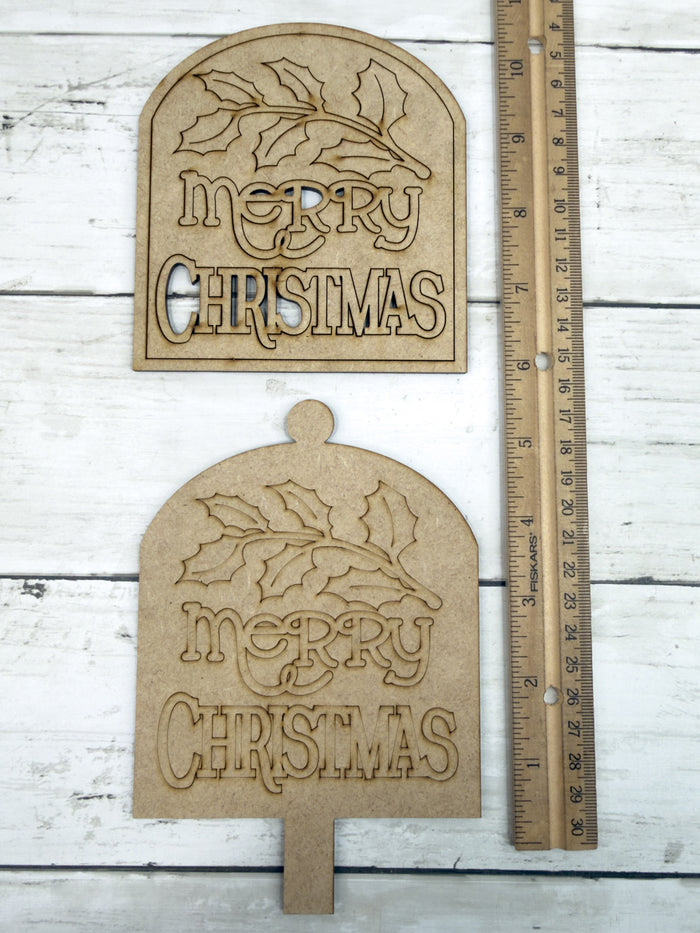 Merry Christmas Holly Insert for Spindle Base