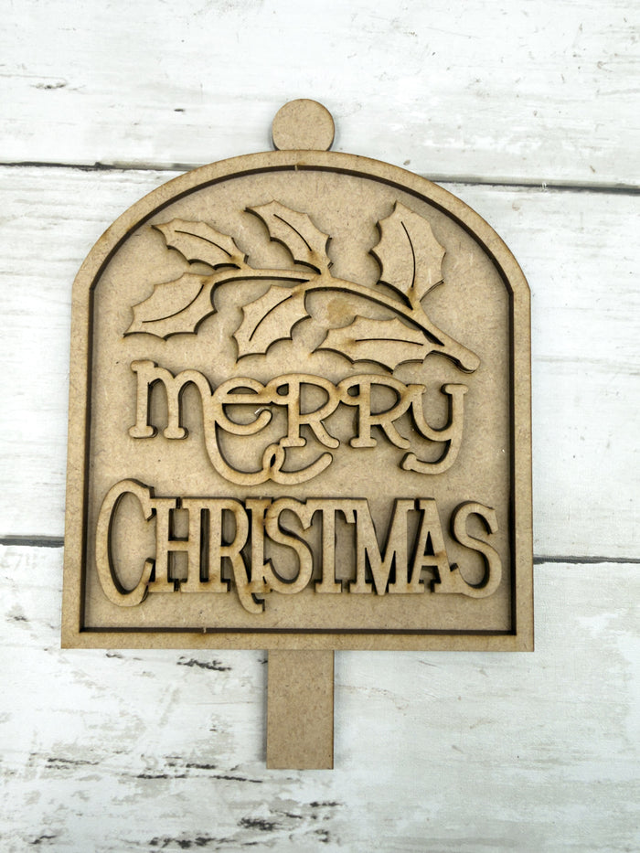 Merry Christmas Holly Insert for Spindle Base