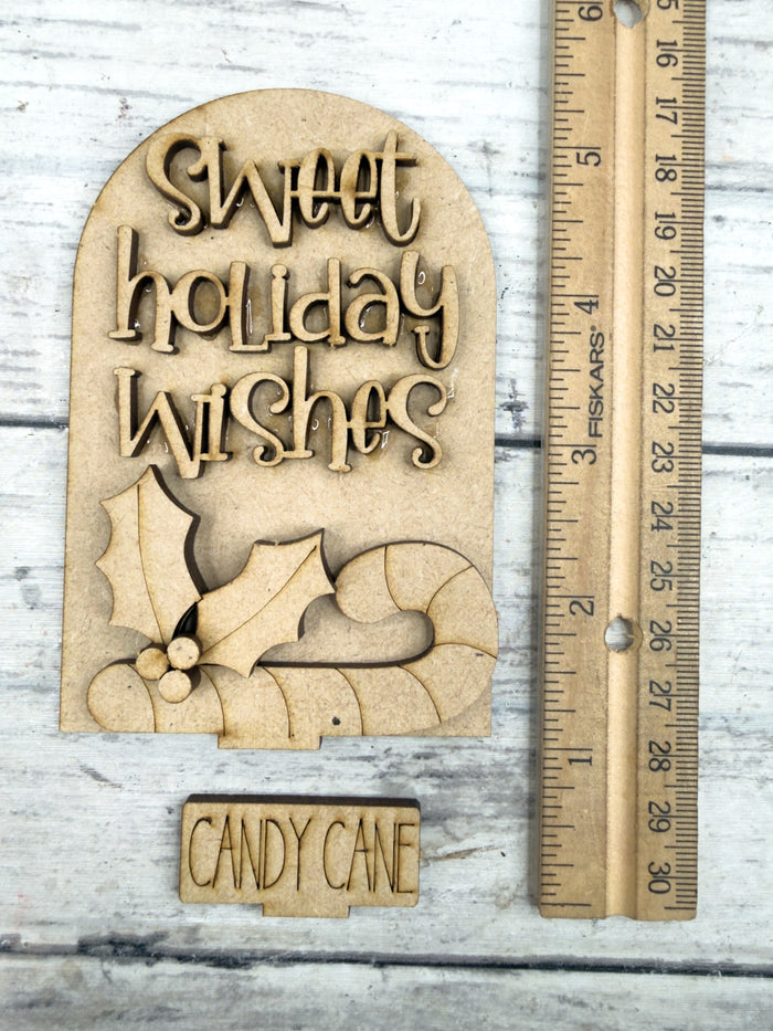 MINI Candy Cane Wishes Arch Insert for Interchangeable MINI Arches Bases