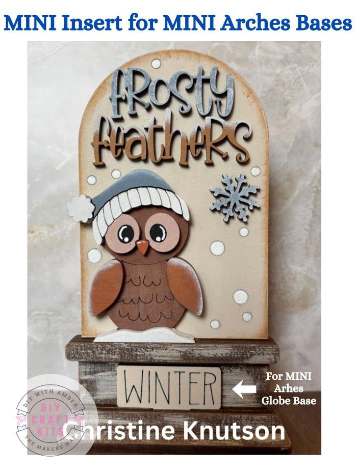 MINI Frosty Feathers Owl Arch Insert for Interchangeable MINI Arches Bases