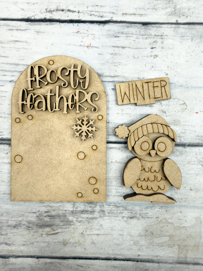 MINI Frosty Feathers Owl Arch Insert for Interchangeable MINI Arches Bases