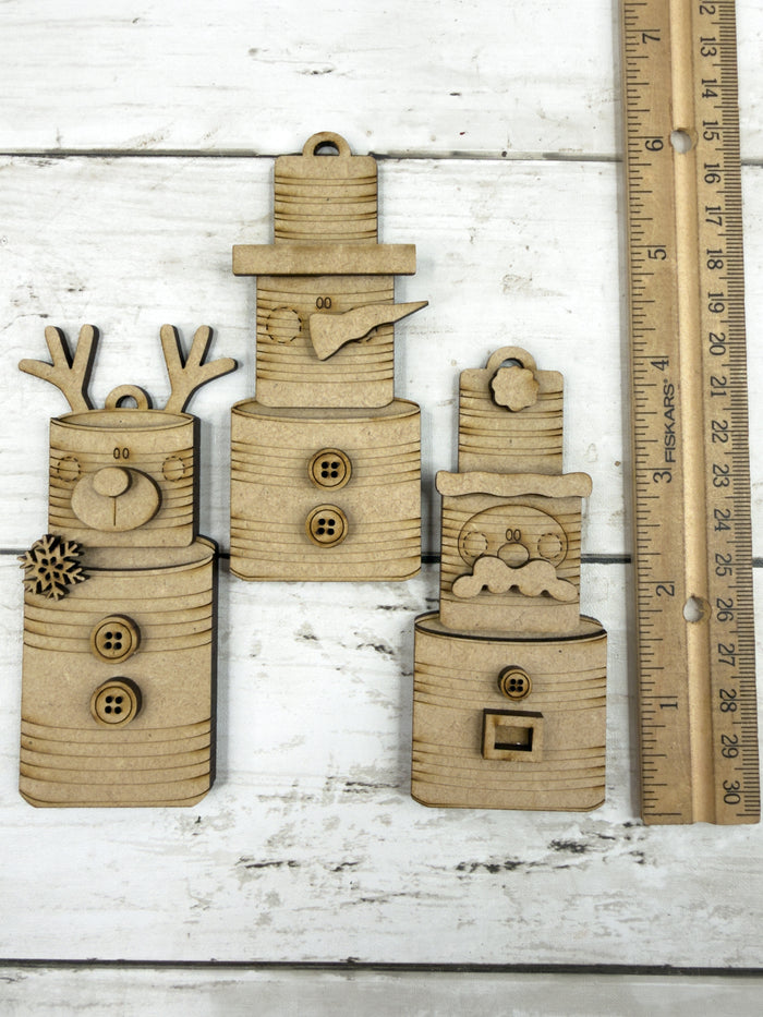 Mini Ornament Set Wood Tin Cans DIY Kit