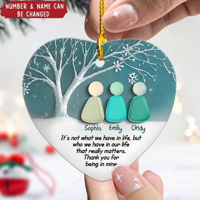 Personalized Besties Forever Heart Ceramic Ornament With 2-4 Names & Winter Scene Heartfelt Friendship Gift For BFF Best Friends