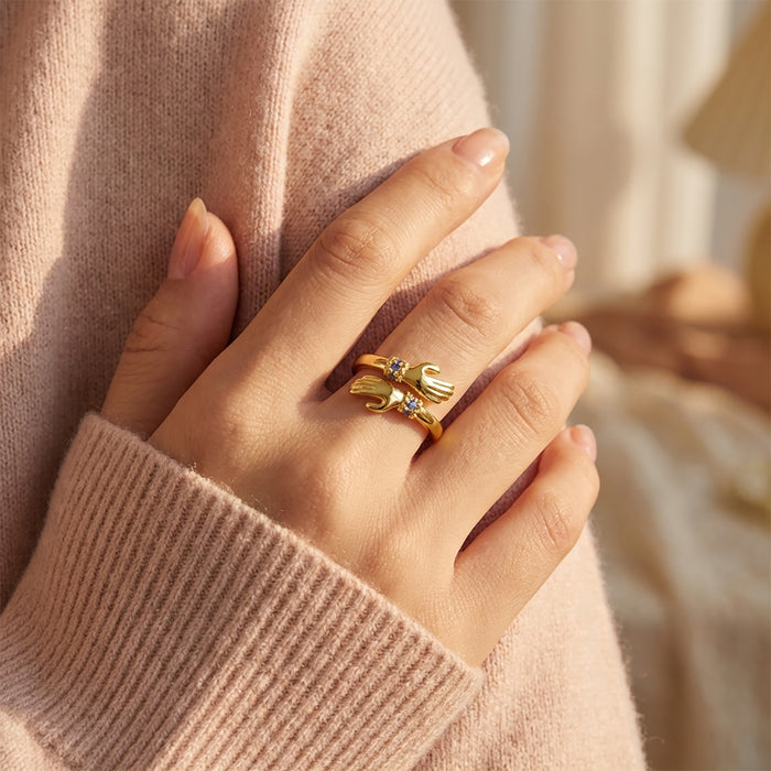 Personalized Birthstone Hug Ring With Text | Birthday Anniversary Valentine's Day Gift For Her