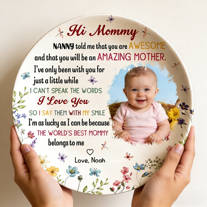 Personalized Ceramic Photo Plate With Baby Picture & Name | Mother's Day Gift For New Mom