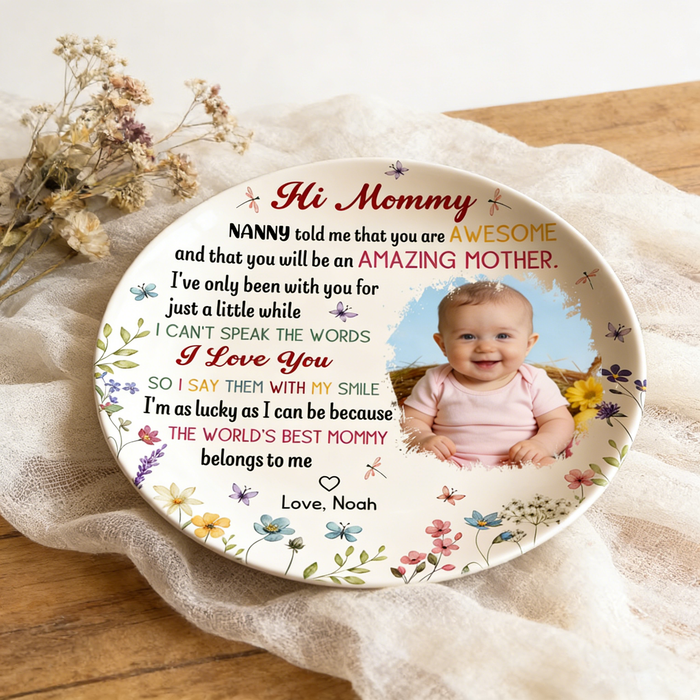 Personalized Ceramic Photo Plate With Baby Picture & Name | Mother's Day Gift For New Mom