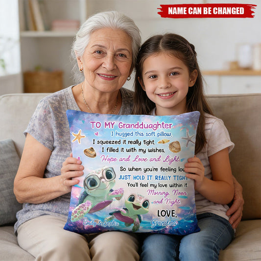 Personalized Cute Sea Shells Turtles Soft Pillow With Names | Unique Nursery Decor Gift For Little Girls & Grandkids