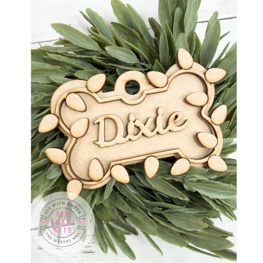 Personalized Dog Bone ornament Tag DIY Kit