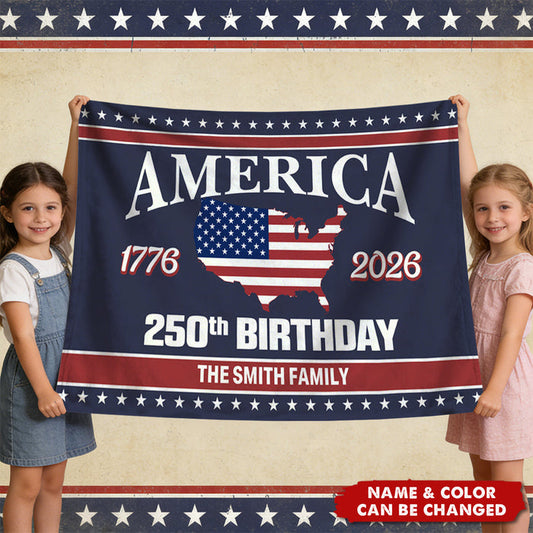 Personalized Double-Sided America 250th Anniversary Garden Flag With Family Name & Color
