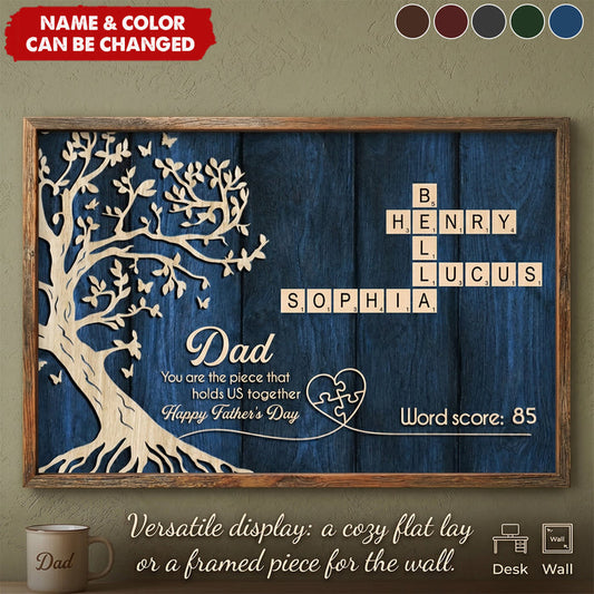 Personalized Family Tree Dad Crossword Poster | Unique Father's Day Gift For Dad