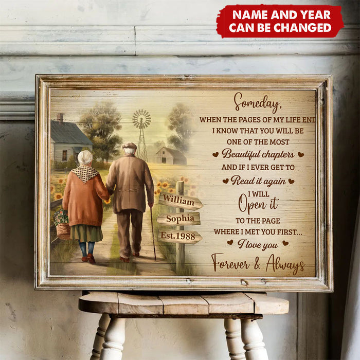 Personalized Farmhouse Couple Love Letter Poster With Names & Established Year - Anniversary Valentine's Day Gift For Grandparents & Parents