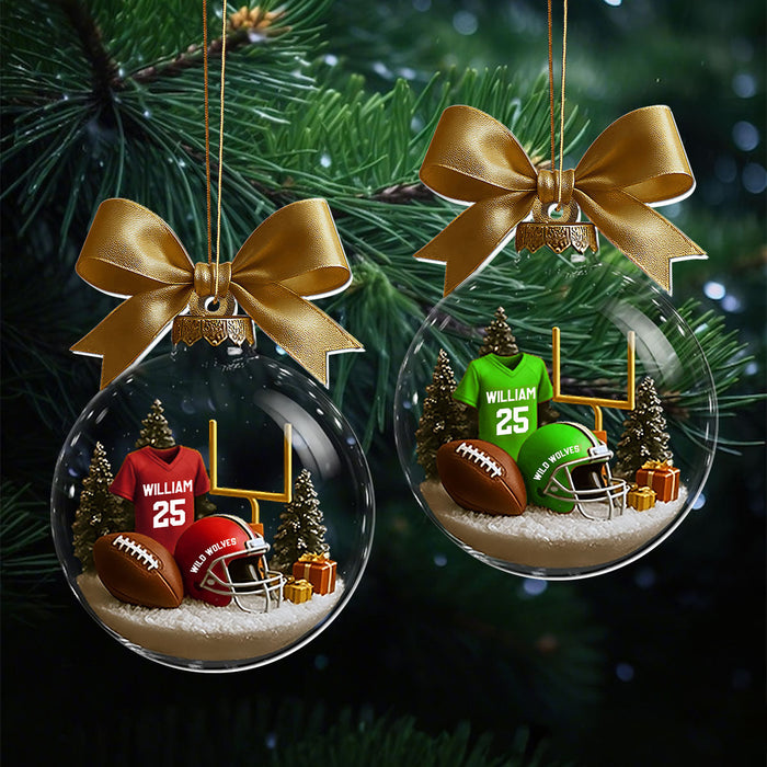 Personalized "Football Season Is Coming" Christmas Ornament With Player Name Number & Color Fun Gift For Sports Lover