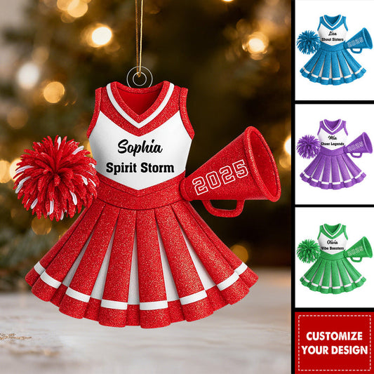 Personalized Glitter Cheerleading Uniform Christmas Ornament With Name & Design Ideal Gift For Cheerleaders
