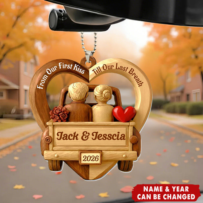 Personalized God Blessed The Broken Road Car Ornament With Quote & Names & Year | Unique Anniversary Valentine's Day Gift For Couples & Soulmates