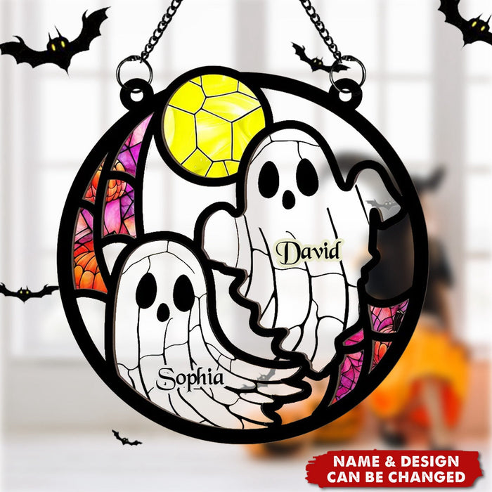 Personalized Halloween "Boo Crew" Suncatcher With 1-6 Kid Names Spooky & Sweet Holiday Decor