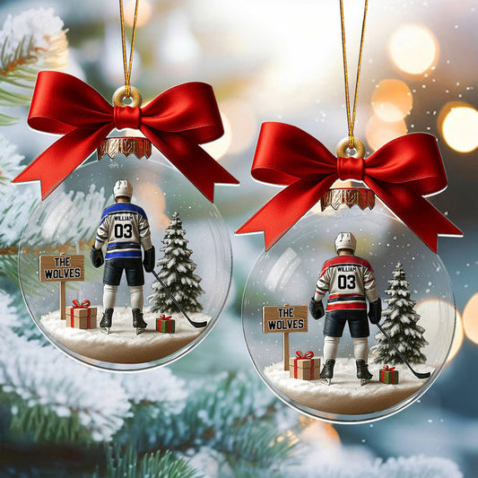 Personalized Hockey Player Ornament With Name Number & Color Unique Christmas Gift For Hockey Players Coach Sports Lover