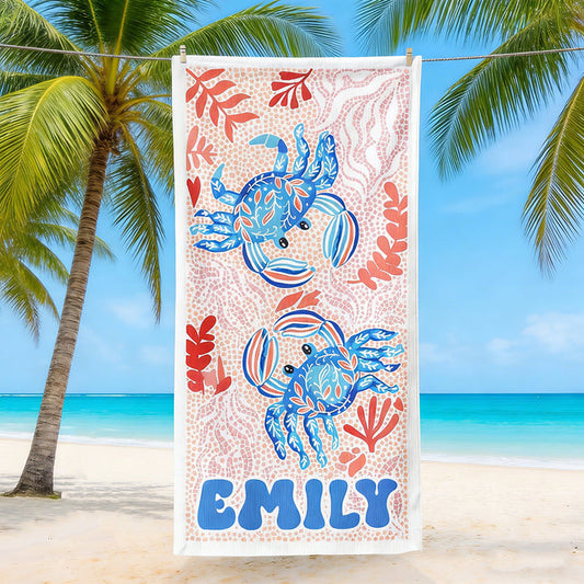 Personalized Ice Cream Baseball Sand-Free Beach Towel With Name & Number - Summer Vacation Gift For Family