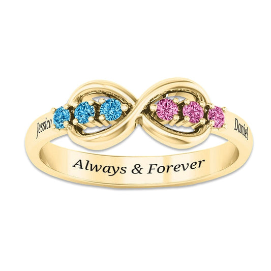 Personalized Infinity Birthstone Ring - Custom Jewelry for Women for Her For Mom Grandma