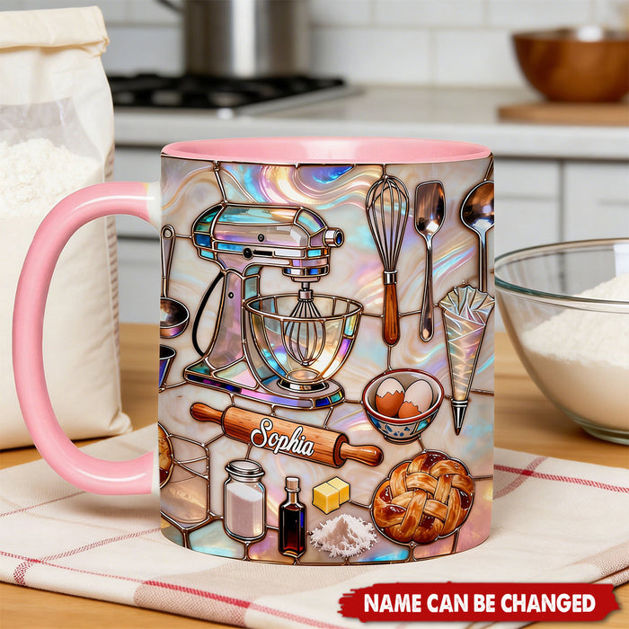 Personalized "Love Baking" Ceramic Mug With Name - Mother's Day Keepsake Valentine's Day Gift For Baking Lovers & Mom