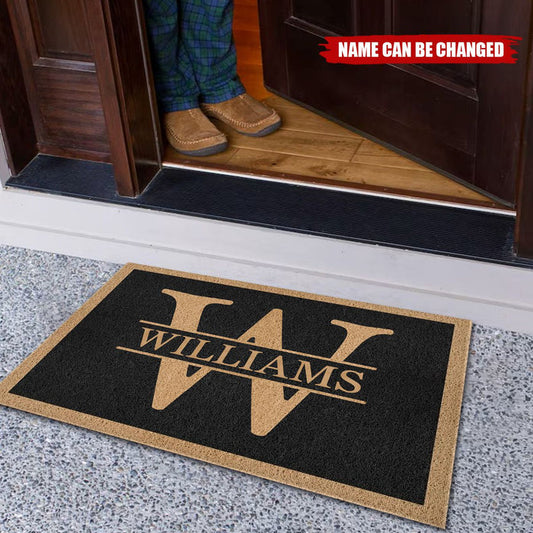 Personalized Monogram Family Name Doormat With Initial & Last Name | Non-Slip New Home Gift For Housewarming Couples Family