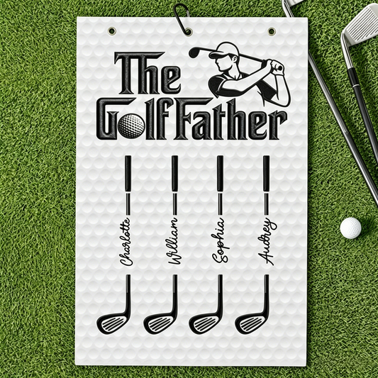 Personalized One More Round Please Golf Towel With 1-10 Kids' Names - Father's Day Gift For Dad & Grandpa