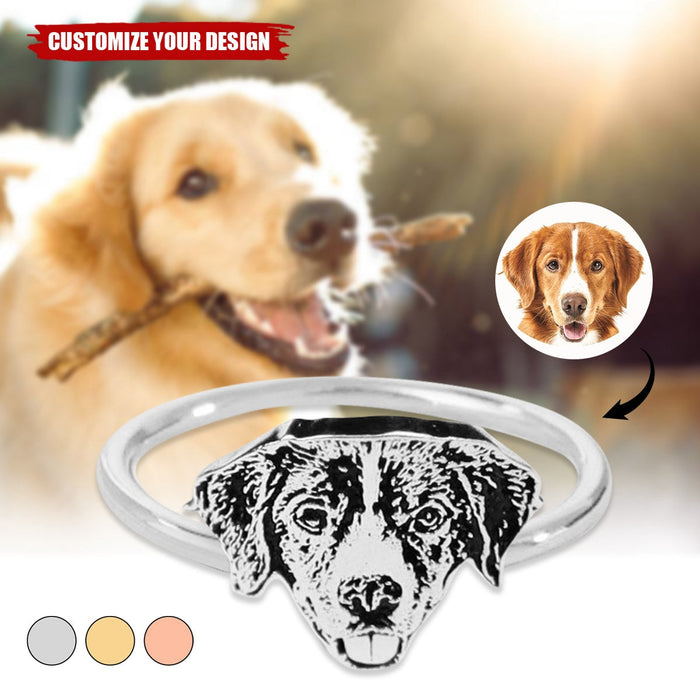 Personalized Pet Photo Portrait Ring Gift For Pet Lover