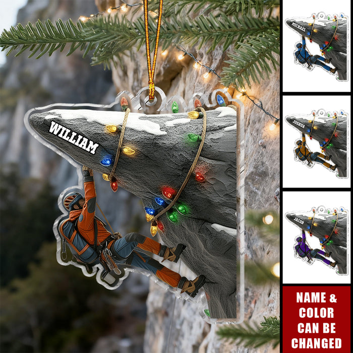 Personalized Rock Climber Ornament | Custom Name & Color | Climbing Christmas Gift for Outdoor Lovers