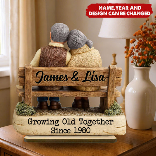 Personalized Rustic Timeless Love Story Wooden Plaque With Names & Year - Valentine's Day Gift Anniversary Keepsake For Grandparents