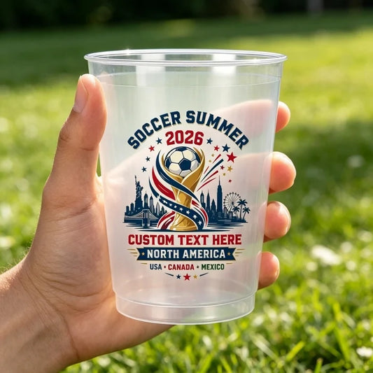 Personalized Soccer Summer 2026 Frosted Cups With Text - Perfect For Fan Events & Tailgates