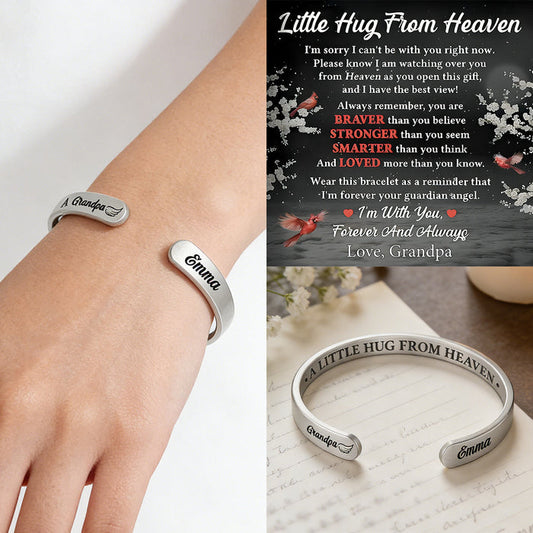 Personalized Stainless Steel Sympathy Cuff Bracelet With Box & Name & Angel Wing - Bereavement Keepsake Memory Gift For Loss Of Loved One