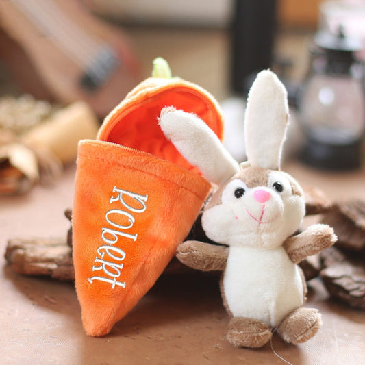 Personalized Stuffed Reversible Easter Carrot Bunny Rabbit Keychain