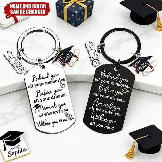 Personalized We Are So Proud Of You Graduation Keychain With Name & Color | Gift For Son Daughter