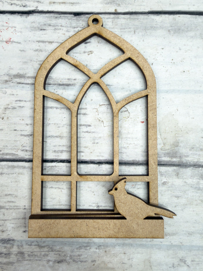 PLAIN Arched Window Ornament with cardinal DIY Kit