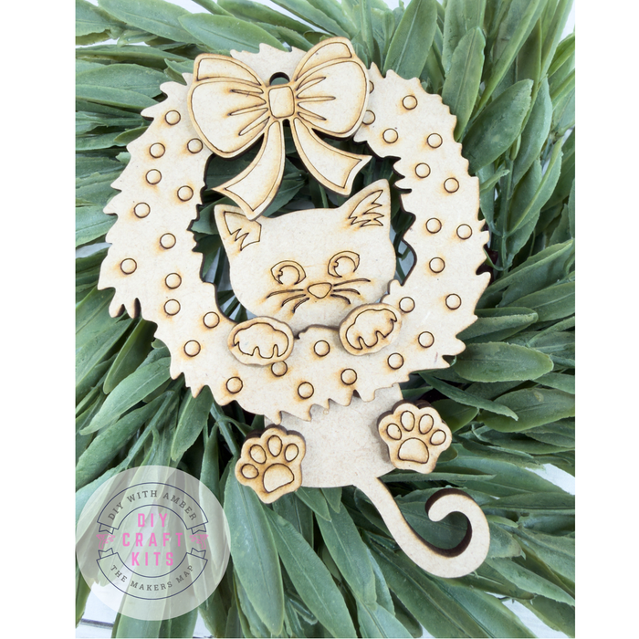 Playful Kitten Wreath Cat Ornament DIY Kit