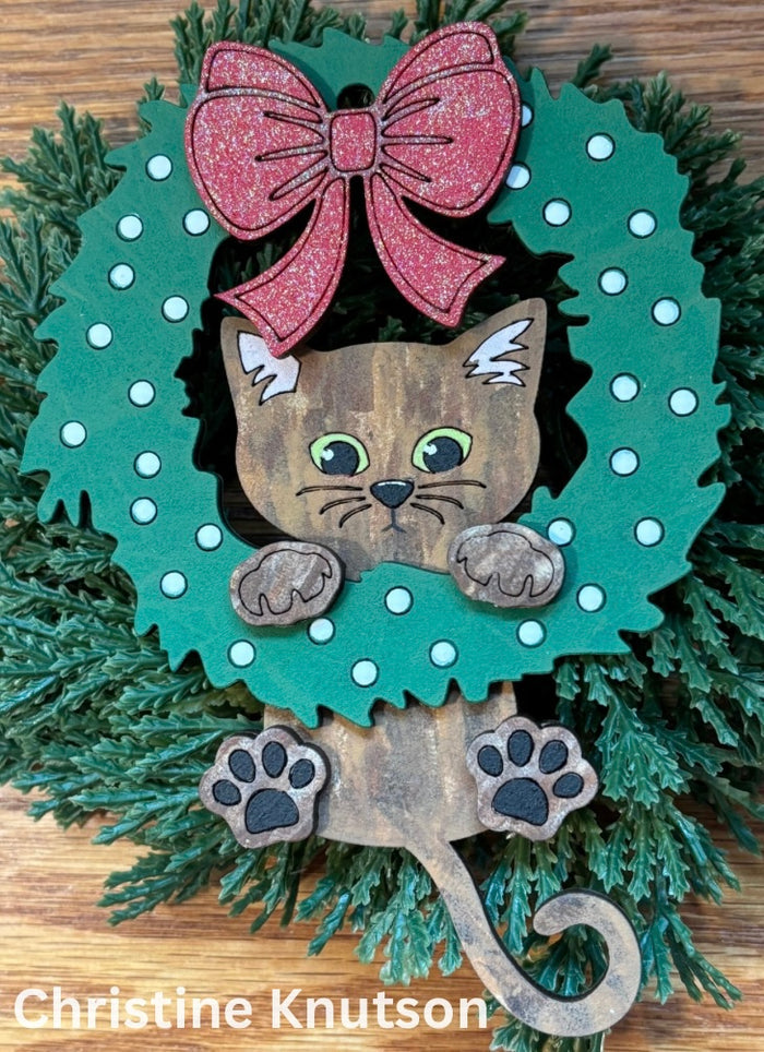 Playful Kitten Wreath Cat Ornament DIY Kit
