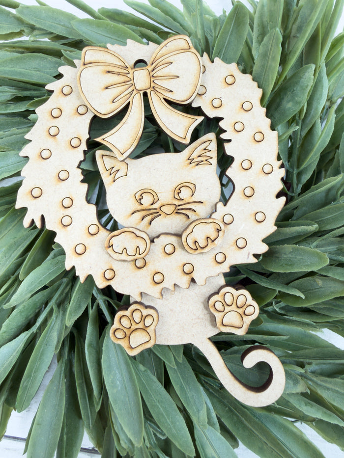 Playful Kitten Wreath Cat Ornament DIY Kit