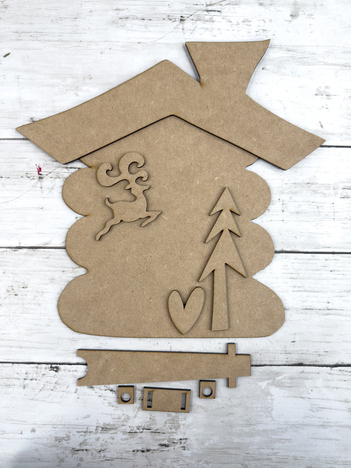 Primitive Christmas House Easel Back Sitter DIY Kit