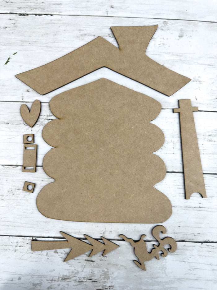 Primitive Christmas House Easel Back Sitter DIY Kit