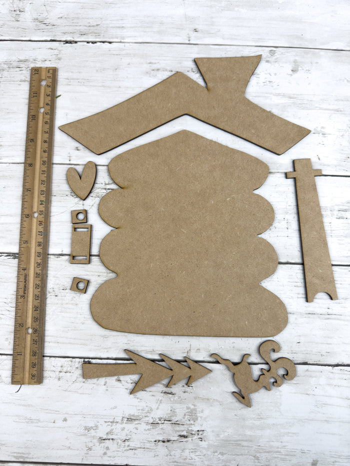 Primitive Christmas House Easel Back Sitter DIY Kit