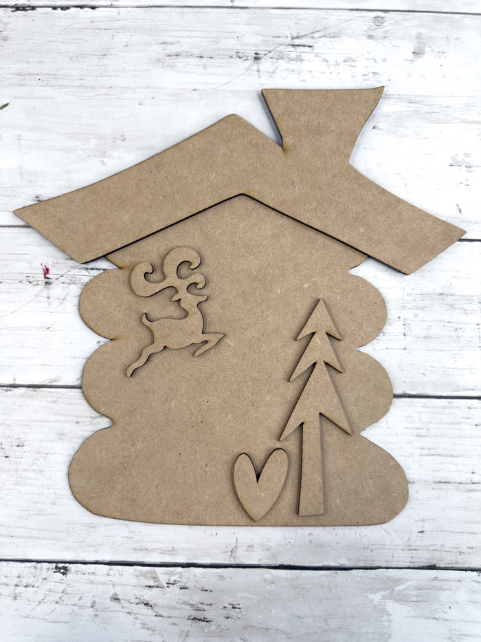 Primitive Christmas House Easel Back Sitter DIY Kit