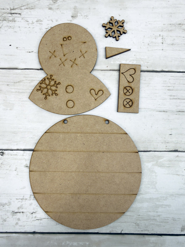 Primitive Snowman 5 in round Sign with Stand DIY Kit