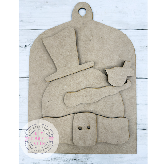 Primitive Snowman and Bird Cutting Board DIY Kit