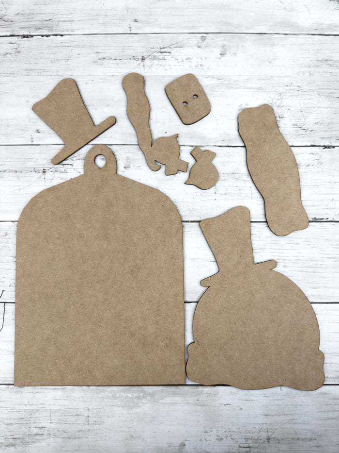 Primitive Snowman and Bird Cutting Board DIY Kit