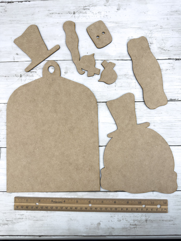 Primitive Snowman and Bird Cutting Board DIY Kit