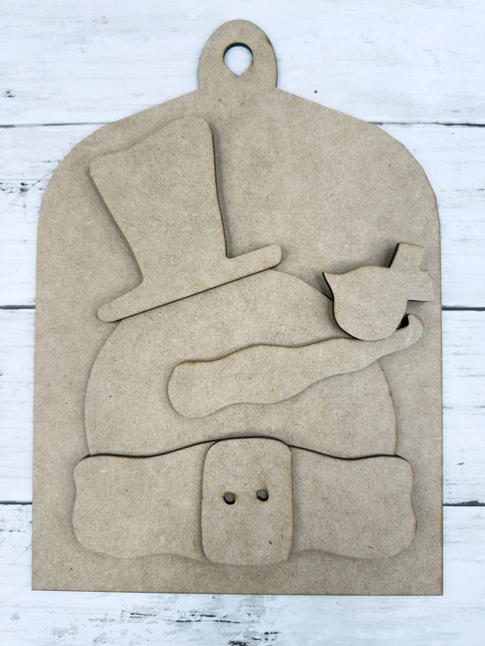 Primitive Snowman and Bird Cutting Board DIY Kit
