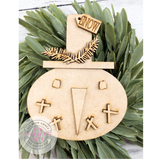 Primitive Snowman Face Top Hat Ornament DIY Kit