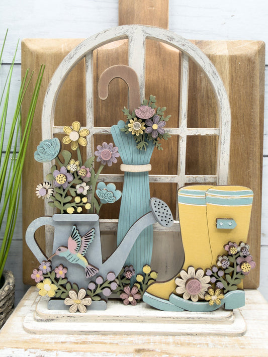 Rain Boots Umbrella Spring Trio Insert for Interchangeable Window Base DIY Kit