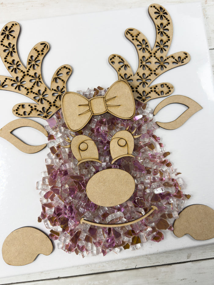 Reindeer 12x12 Crushed Glass Canvas Project Kit