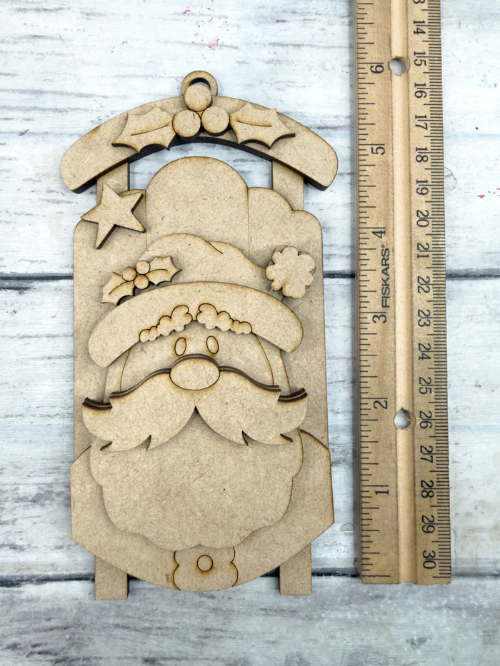 Santa Face Sled Ornament DIY Kit